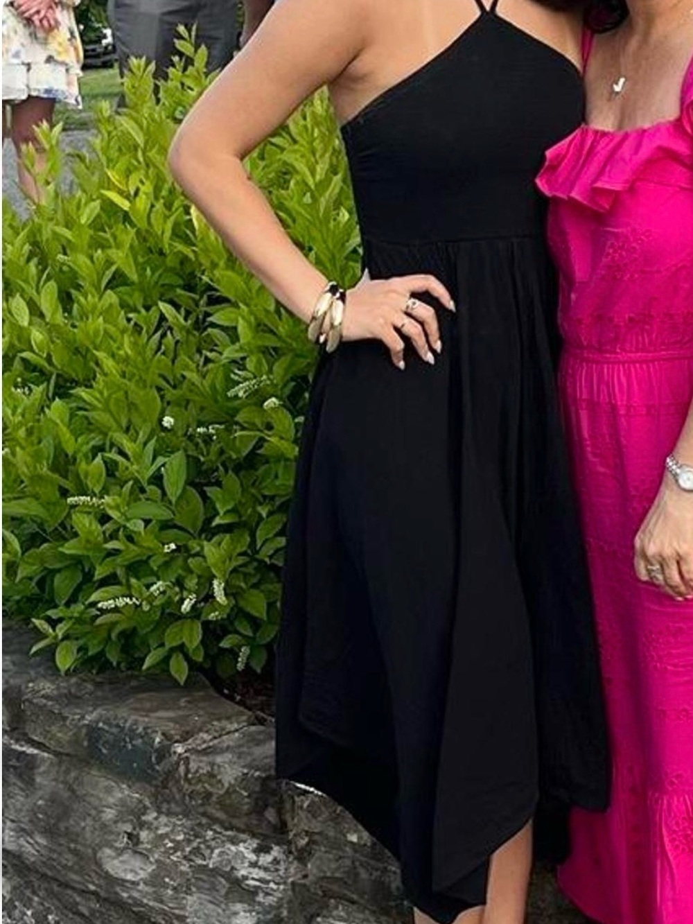 Old Navy Black Asymmetrical Halter Neck Midi Dress